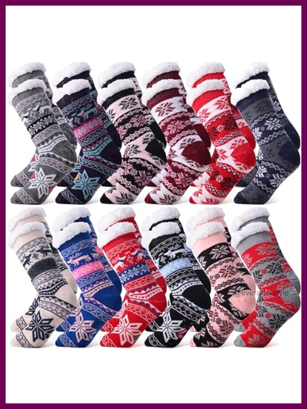 12 Pairs Fuzzy Slipper Socks Non Slip Cozy Winter Warm Acrylic